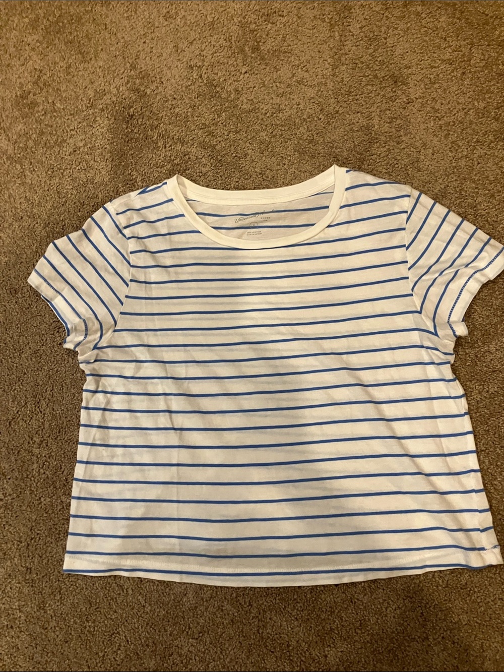 Universal Thread White Tee with Blue Stripes